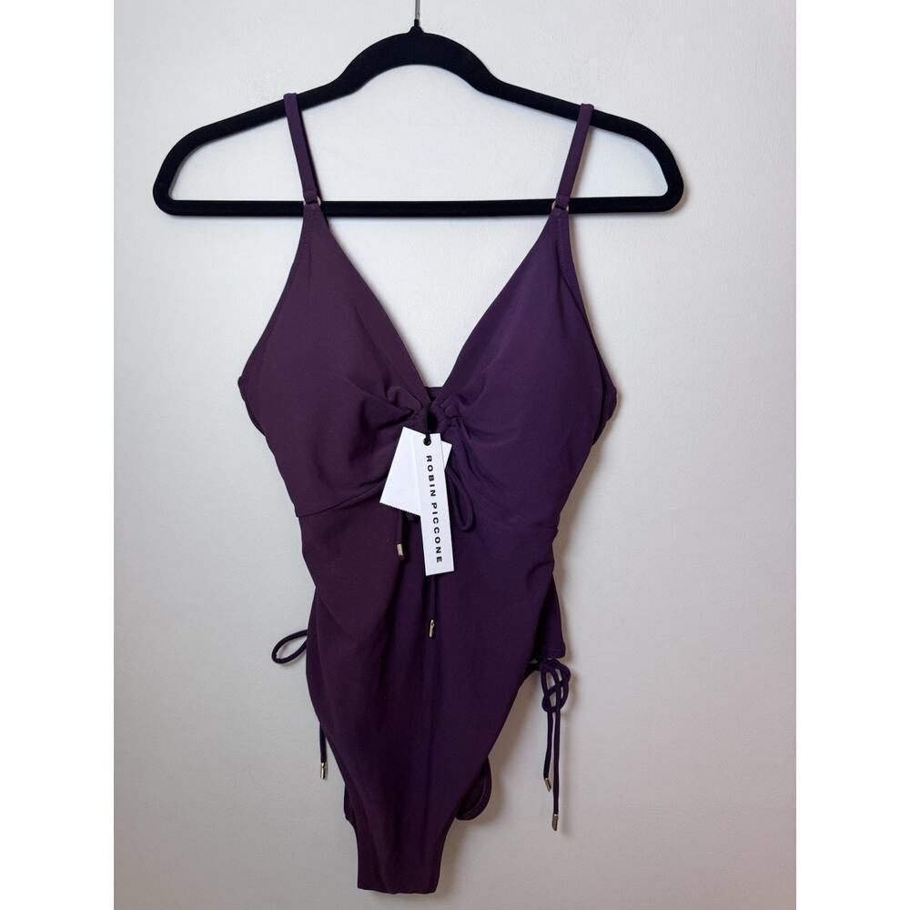 Robin Piccone Aubrey One Piece Key Hole Swimsuit Plum Size 12 NWT $188